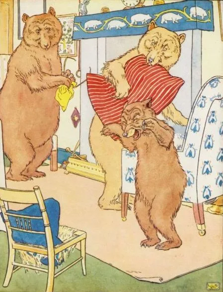 いすをしらべる3びきのくま