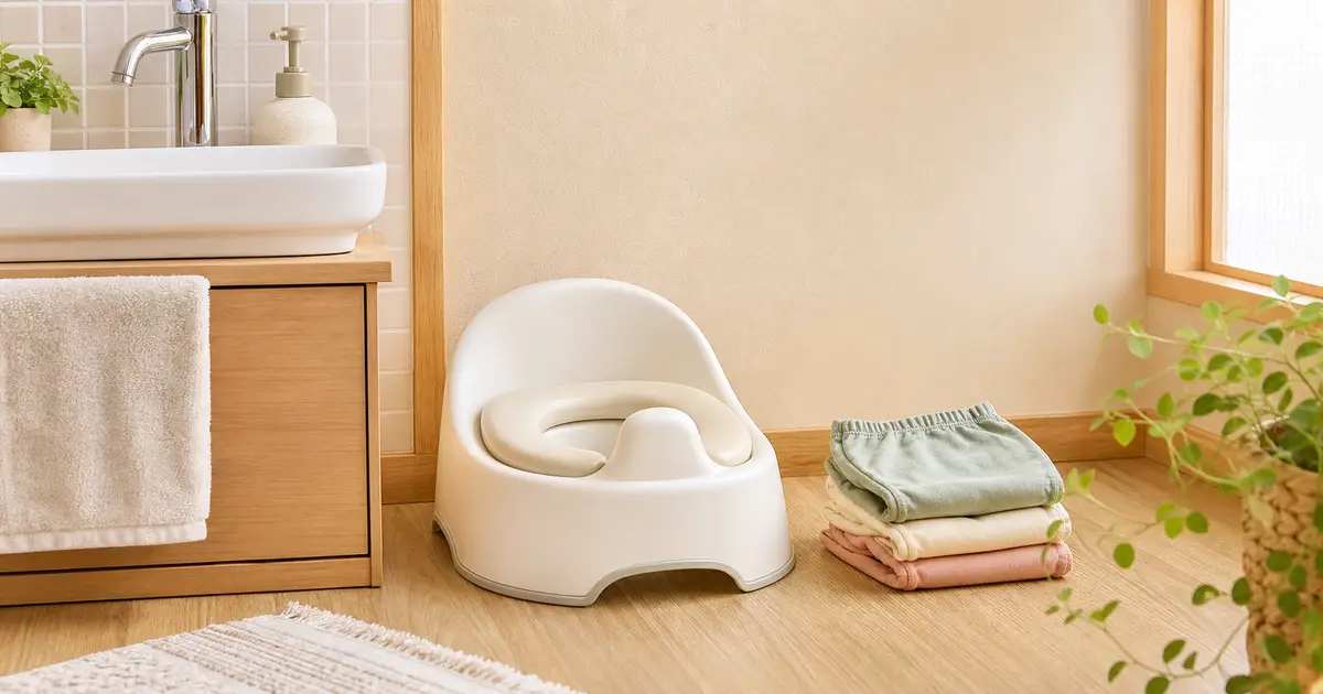 4歳のトイトレ用品を並べて見直すイメージ