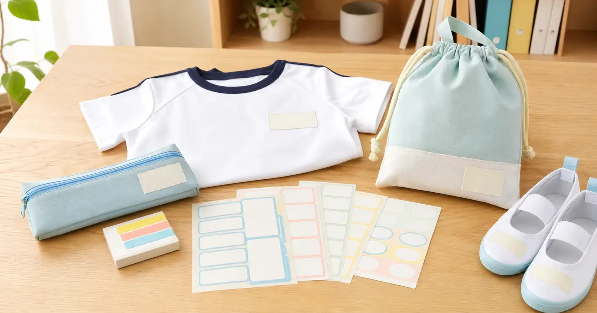 5歳の就学準備で名前シールを貼るイメージ