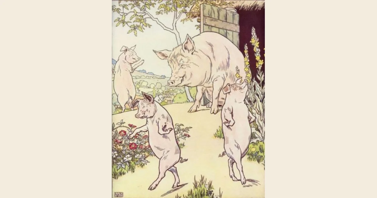 3びきのこぶた 原書イラスト（L.レズリー・ブルック画）